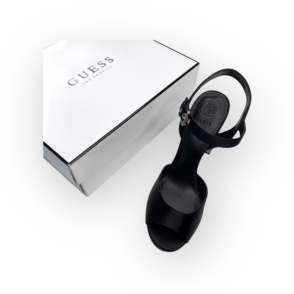 new Guess ☀︎︎ Glitter Heel Heeled Ankle Wrap Sandals ☀︎︎ Peep Toe ☀︎Black 9.5M - Picture 7 of 16